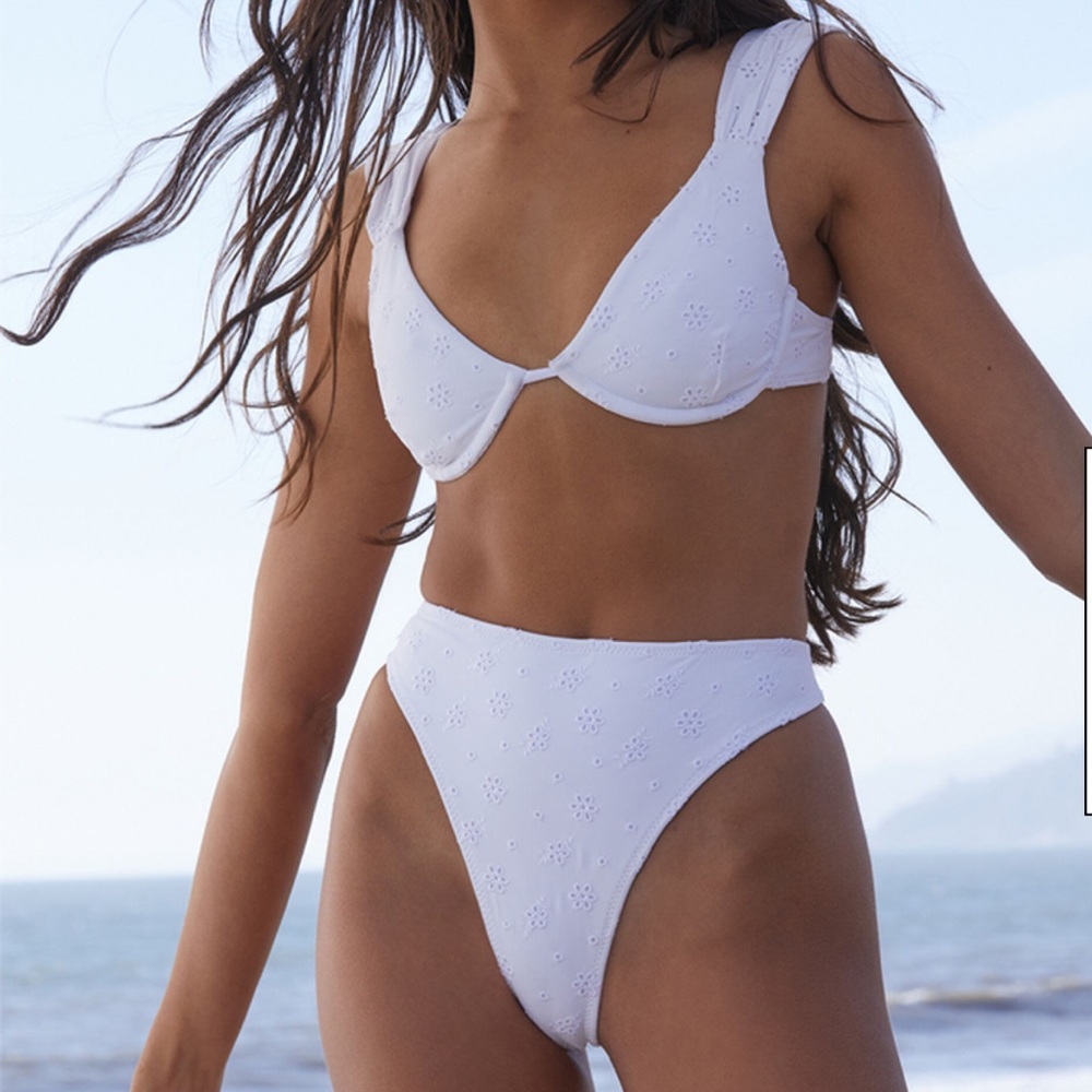 Pacsun Eco White Layla Eyelet High Waisted Bikini Bottom